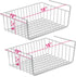 DecorRack 2 Under Shelf Basket, Undershelf Wire Storage Organizer with Hooks for Kitchen Pantry Cabinet Closet Office, Hanging Undershelf Basket Storage Rack, 16 x 10 inch (Set of 2)