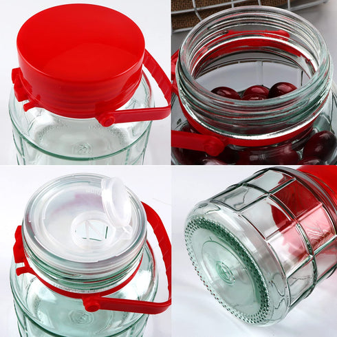 Glass Jars With Airtight Lids 32oz,Maon Jars With Handle 1L,Wide Mouth Jars With Plastic Lids For Dry Food Storage Jars for Pickling,Kitchen Canister Fermenting Sun Tea Kombucha Kefir Water Storing Canning Jars 6Pack