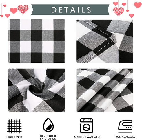 Plaid Tablecloths Valentines Tablecloths Farmhouse Black and White Checkered Tablecloth Buffalo Table Linen for Valentines Party Decorations 56x120 inch