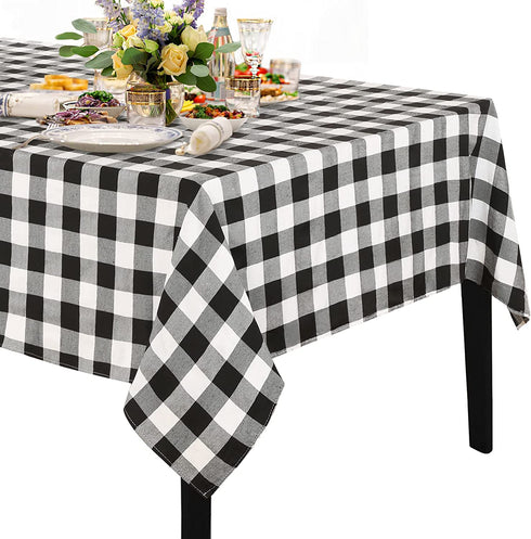 Plaid Tablecloths Valentines Tablecloths Farmhouse Black and White Checkered Tablecloth Buffalo Table Linen for Valentines Party Decorations 56x120 inch