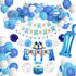 JOYYPOP 1st Birthday Decorations for Boys - Baby 1st Birthday Party Supplies 67PCS with 1st Birthday Baby Crown, ONE Cake Topper, 1st Birthday Highchair Banner Decorations(Blue)