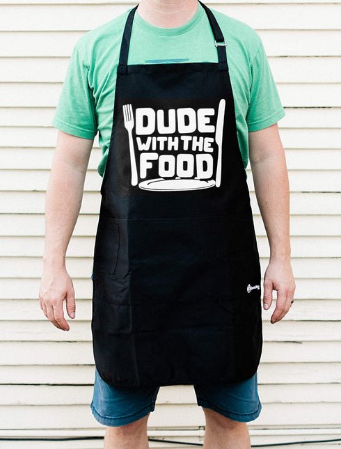 ApronMen, Dude with Food BBQ Grill Adjustable Apron for Men, One Size