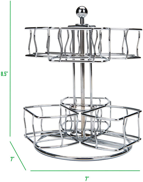 Mind Reader Tea Bag Carousel, Wire Holder, Rotating Organizer, Lazy Susan, Holds up to 60, 7 x 7 x 8.5 inches, Silver