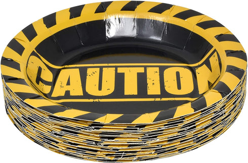 Construction Party Supplies Tableware Set 24 9" Paper Plates 24 7" Plate 24 9 Oz. Cup 50 Lunch Napkins for Builder Digger Truck Bulldozer Vehicle Construction Zone Site Baby Shower Birthday Decoration