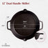 Cast Iron Skillet - 12"-Inch Dual Handle Frying Pan + Silicone Handle Holder Covers + Pan Scraper - Pre-Seasoned Oven, Grill, Fire, BBQ, Stovetop, Induction Safe Kitchen Cookware - Indoor/Outdoor Use