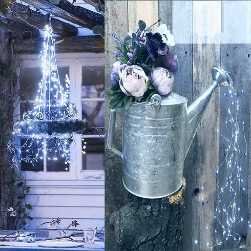 ZNYCYE 2 Pcs Waterfall Lights,10 Strand 220 LED Firefly Bunch Lights Battery Operated Fairy String Lights with Remote Timer for Outdoor&Indoor Garden Party Holiday Decor(Cool White)