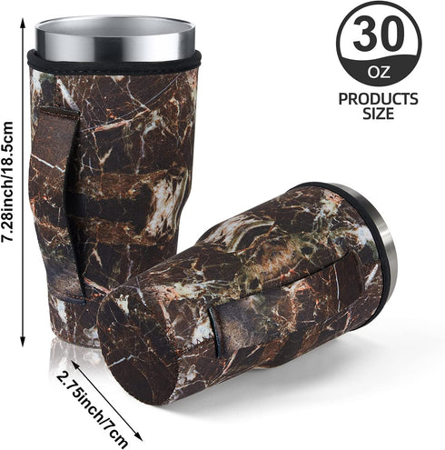 6 Pieces Hot Coffee Cup Sleeve Marble Pattern Reusable Neoprene Insulated Sleeves Cup Cover Holders Drinks Sleeve Holder for 30-32 OZ Cold Hot Beverages
