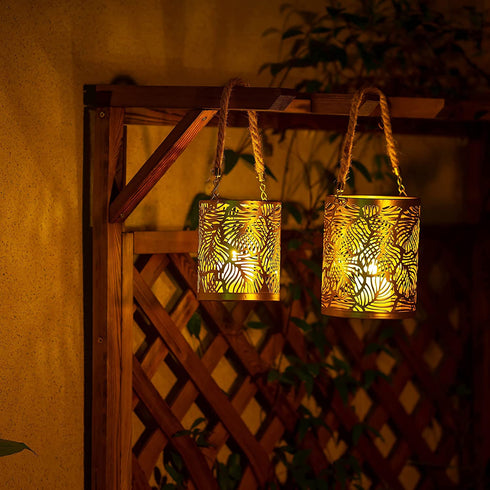 Romadedi Candle Holders Pillar Gold - Set of 2 for Tealight Pillar Candle Deocrative Hanging Lantern for Garden, Wedding Party Home Decor Table Centerpiece Indoor Outdoor