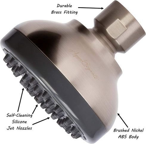 Pressure Boosting Shower Head - High Pressure Water Saver Showerhead Best For Low Flow Showers, 2.5 GPM - Brushed Nickel