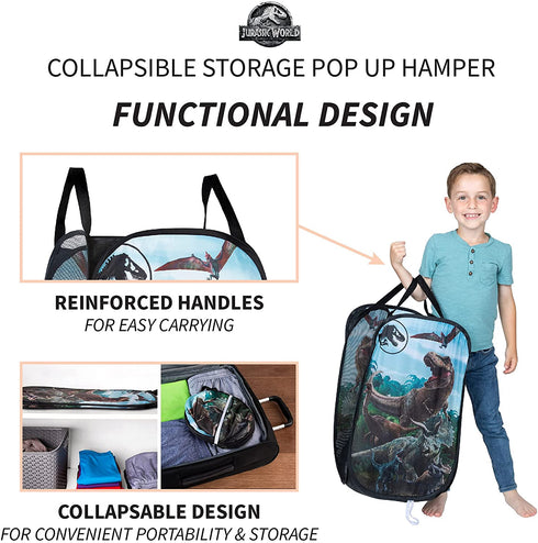 Franco Kids Room Collapsible Storage Bin Pop Up Hamper, One Size, Jurassic World