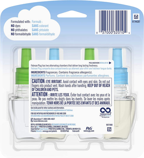 Febreze Plug in Air Freshener and Odor Eliminator, Scented Oil Refill, Gain Original Scent, 0.87 Fl Oz (Pack of 2)