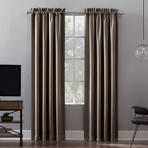Sun Zero - 52479 Oslo Theater Grade Extreme 100% Blackout Rod Pocket Curtain Panel, 52" x 95", Mushroom