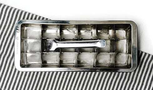 RSVP International Endurance® Vintage Inspired Ice Cube Tray, 11" | Retro Design for Bars & Kitchens | Levers Remove Cubes | Heavy Duty Stainless Steel | Dishwasher Safe