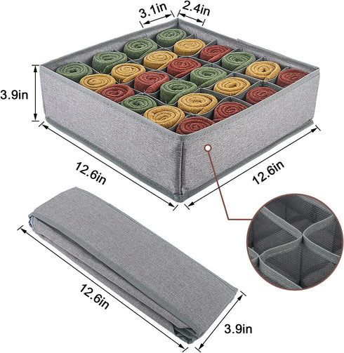 Socks Organizer ,3packs Dresser Drawer Organizer 72 Cell Collapsible Closet Underwear Organizer Drawer Divider for Storing Socks, Underwear, Silk Scarves, Ties, Belts