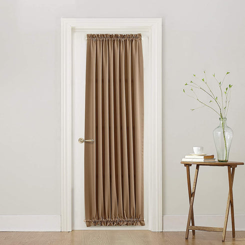Sun Zero Barrow Energy Efficient Door Panel Curtain with Tie Back, 54" x 72", Taupe