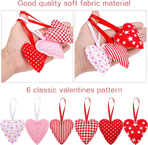 Valentine's Day Heart Hanging Decorations, Red and Pink Heart Fabric Soft Hanging Ornaments for Indoor Outdoor Wedding Party Supplies (20)
