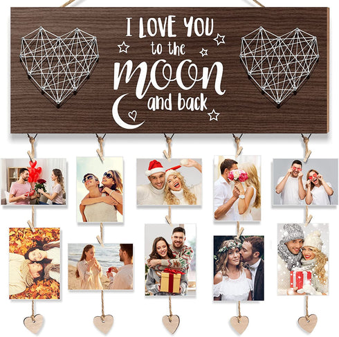 Anniversary Birthday Gifts for Him Boyfriend Graduation Gifts for Her Girlfriend, Romantic Picture Frame Anniversary Wedding Gifts for Couples Wife Husband, I Love You to The Moon & Back Photo Holder