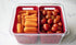 Kitchen Spaces KSDCB12-AMZ Twin Colander Stackable Food Storage Organizer for Fridge, Freezer, and Pantry, 8.8" x 6.8" x 3.9", Red & Clear