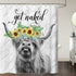 Cow Shower Curtain, Farmhouse Highland Cow Shower Curtain Funny Farm Animal Cattle Bull Cow Floral on Marble Fabric Shower Curtain Get Naked Shower Curtain Country Bathroom Set with Hooks, 72X72 Inch
