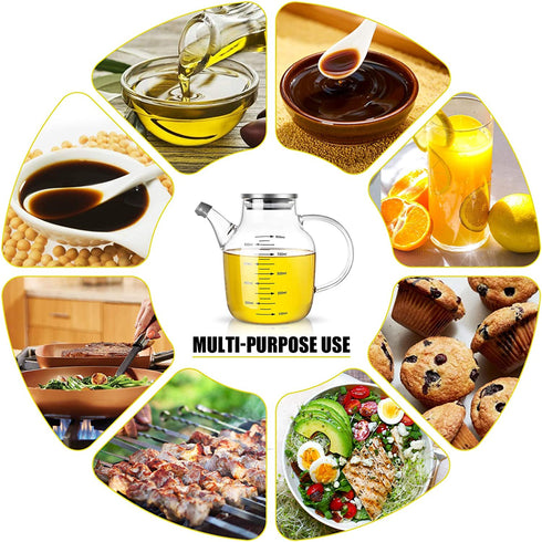 Glass Cooking Oil Dispenser 30oz - ZDZDZ Glass Cruet Vinegar Dispenser, Oil Bottle for Kitchen, BBQ, Making Salad, Cooking, Baking, Roasting, Grilling,Frying