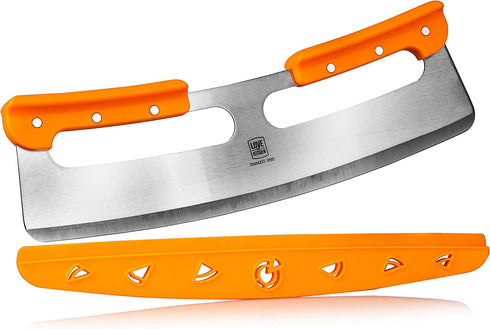 The Original Pizza Cutter Rocker Blade 14 inch. Very Sharp Hardened Stainless-Steel Pizza Slicer with Protective Cover. Safest ABS Plastic Grip Design. Great on All Types of Crusts, Flatbreads & Pies