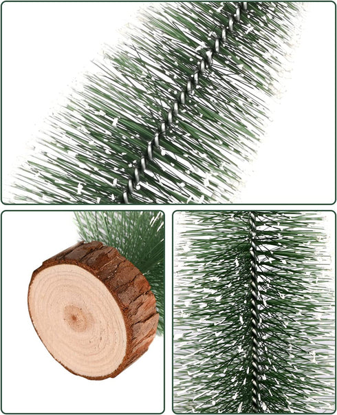 Bottle Brush Trees, Vlorart 4PCS Desktop Miniature Pine Tree Small Pine Tree with Wooden Bases Mini Christmas Bristle Brush Tree for Xmas Holiday Party Home Tabletop Tree Decor