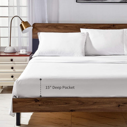 Love's cabin Full Size Sheet Sets White, Luxury Brushed Microfiber 1800 TC Bed Sheets for Full Size Bed, Wrinkle & Fade Resistant 4 Piece Sheet Set (1 Flat Sheet,1 Fitted Sheet,2 Pillow Cases)