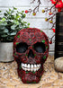 Ebros Valentine's Day of The Dead Red Floral Roses with Green Petals Skull Figurine DOD Rosa Sugar Skulls Statue As Cranium Skeleton Head Halloween Ossuary Macabre Altar Decor Collectible