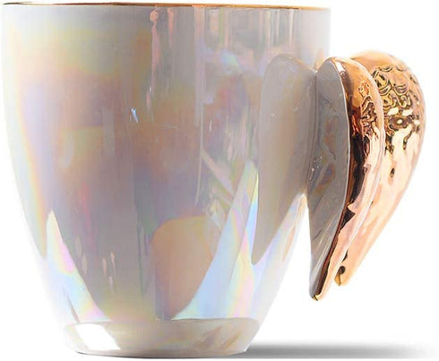 Golden Winged Angel Mug Stylish Novelty Ceramic Mug Gifts Pearlistic Mug /Porcealin Cup Angel gifts for Girl Women,bridesmaid gifts,Mother's Day Gifts Mug