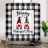 Valentines Day Gnomes Shower Curtain Buffalo Plaid on Black White Grey Farmhouse Check Background Happy Valentines Day Fabric Shower Curtains for Bathroom Waterproof, 72" x 72"