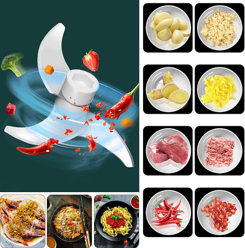 Electric Garlic Chopper, Wireless Portable Food Processor for Grinder, 250ml Vegetable Chopper, Electric Mini Meat Grinder, Ginger Chili Blender Mixer(2 sets of blades)
