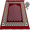 Modefa Prayer Rug Free Prayer Cap & Beads - Thin Velvet Namaz Sajadah Janamaz Floral Daisy Arch (Red)