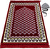 Modefa Prayer Rug Free Prayer Cap & Beads - Thin Velvet Namaz Sajadah Janamaz Floral Daisy Arch (Red)
