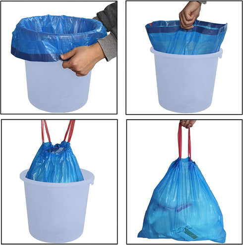 Fiazony Medium Drawstring Garbage Bags, 8 Gallon, 110 Count/ 2 Rolls