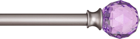Amazon Basics Decorative 5/8" Curtain Rod with Faceted Ball Finials, 86" - 120", Purple