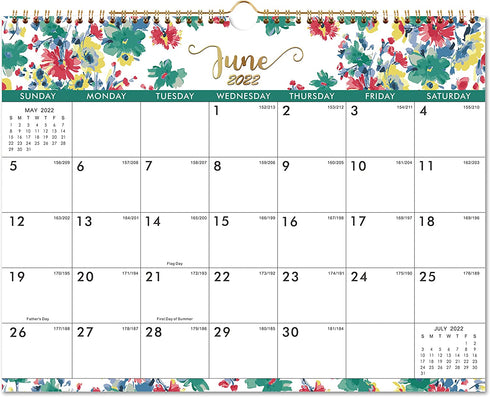 2022 Wall Calendar - Calendar 2022 with Spiral Twin-Wire Binding & Large Blocks, June 2022 - December 2022, 14.6" x 11.4", Perfect for Planning & Organizing for Home or Office - New