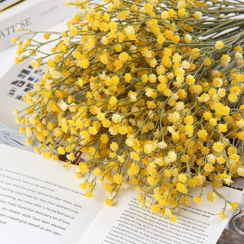 10 Pcs Baby's Breath Artificial Flowers Bulk 3 Branches Faux Baby Breath Plastic Flowers Fake Gypsophila Flower Arrangement for Crafts Fake Flowers Bouquet for Wedding Home Decor Yellow Baby Breath