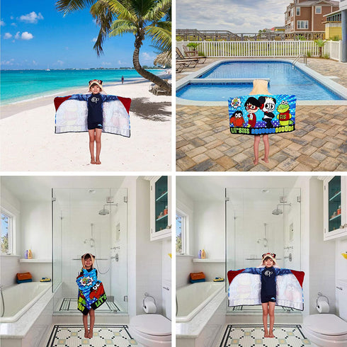 Franco Kids Bath and Beach Soft Cotton Terry Hooded Towel Wrap, 24" x 50", Ryans World