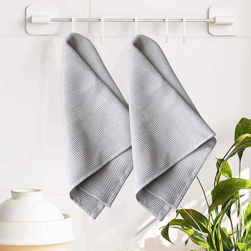 100% Cotto n Waffle Weave Kitchen Towel Set |18x26Inches Large Tea Hand Dish Towel ,Cloth Napkins/Dish Rags ,Ultra Soft Absorbent Quick Drying Dish Cloths and Drying Dish(Dark Grey +Light Grey)