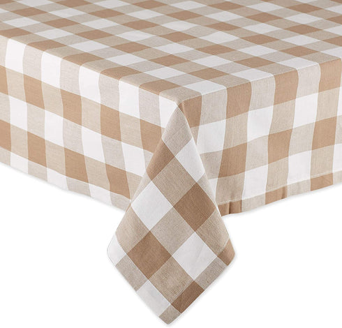 DII Buffalo Check Collection, Classic Farmhouse Tablecloth, Tablecloth, 60x120, Stone