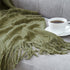 BOURINA Throw Blanket Textured Solid Soft Sofa Throw Couch Cover Knitted Decorative Blanket, 50"x60" Olive