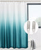 LOVTEX Teal Shower Curtain Set with 12 Hooks Ombre Waffle Shower Curtains for Bathroom 72 x 72 in, Waterproof and Machine Washable