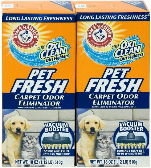 Arm & Hammer Pet Fresh Carpet Odor Eliminator Plus Oxi Clean Dirt Fighters, 18 oz,(PACK OF 2)