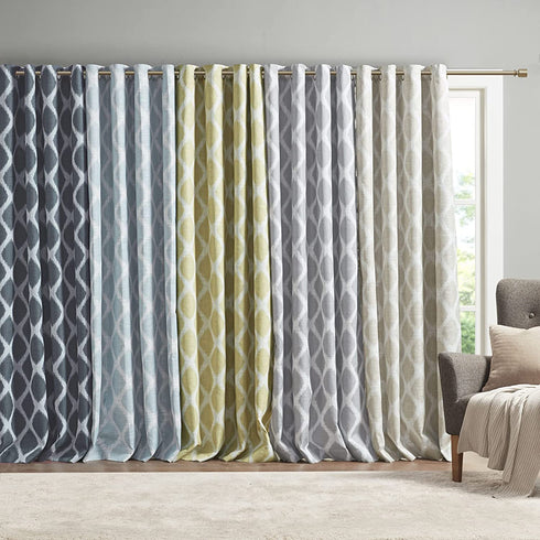 SUNSMART Blakesly Blackout Curtains Patio Window, Ikat Print, Grommet Top Living Room Decor, Thermal Insulated Light Blocking Drape for Bedroom and Apartments, 50" x 63", Grey