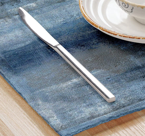 Blue and Grey Placemats Set of 4 Modern Abstract Art Placemats Heat Resistant Non-Slip Artwork Dining Placemats Washable Table Mats for Home Kitchen (Blue and Grey, 18"X12")