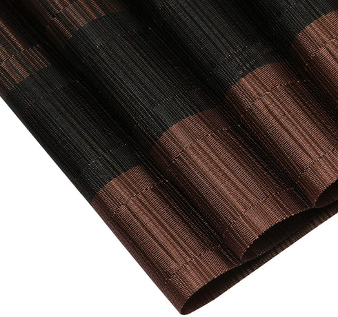 SHACOS Table Placemats Set of 6 with Table Runner Woven Vinyl Wipe Clean Heat Resistant Table Mats and Runner Set for Dining Table, Ombre Coffee Black