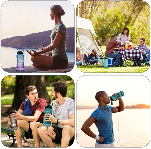 BOWINR Faith Does Not Make Things Easy It Makes Them Possible Half Gallon Water Bottle with Straw Time Marker 72 Oz BPA Free Large Leakproof Motivational Jug for Sports Fitness Outdoor Adult and Teen