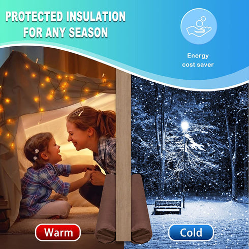 Under Door Draft Stopper- Thicker 2" Foam Strip Door Draft Blocker Soundproofing Guard-Twin Weather Stripping Interior Front Door Sweep Adjustable 36 inches