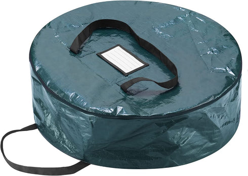 Wreath Storage Bag- 24? Round- Protect Holiday, Easter, Fall & Christmas Artificial Wreaths & Garland- Zippered Tote with Handles by Elf Stor (Green)