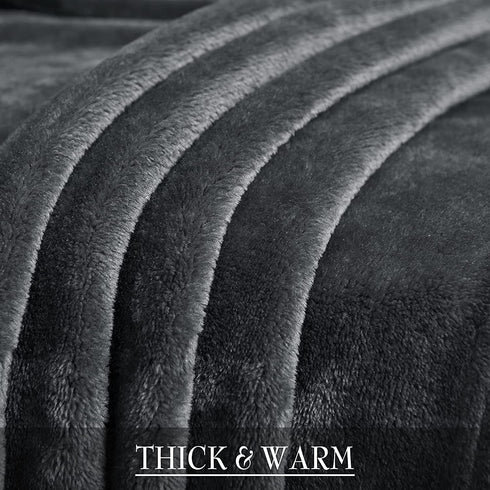 RYB HOME Soft Blanket Twin Size Grey Flannel Lightweight Thermal Fuzzy Bed Blanket for Couch Bed Sofa Travel Camping, W60 x L80